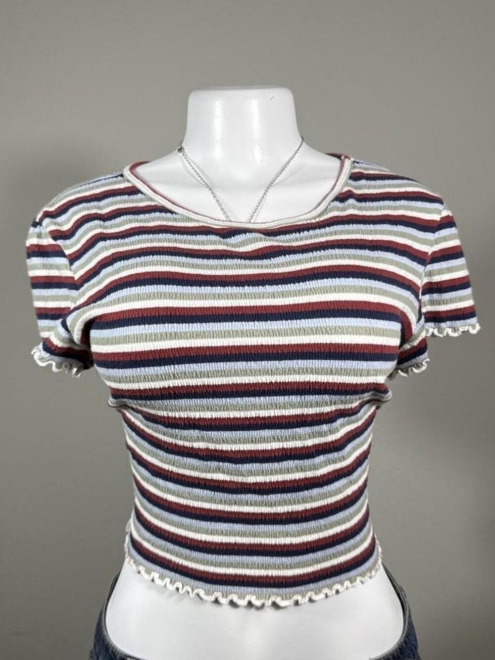 American Eagle t-shirt striped ribbed baby tee Large